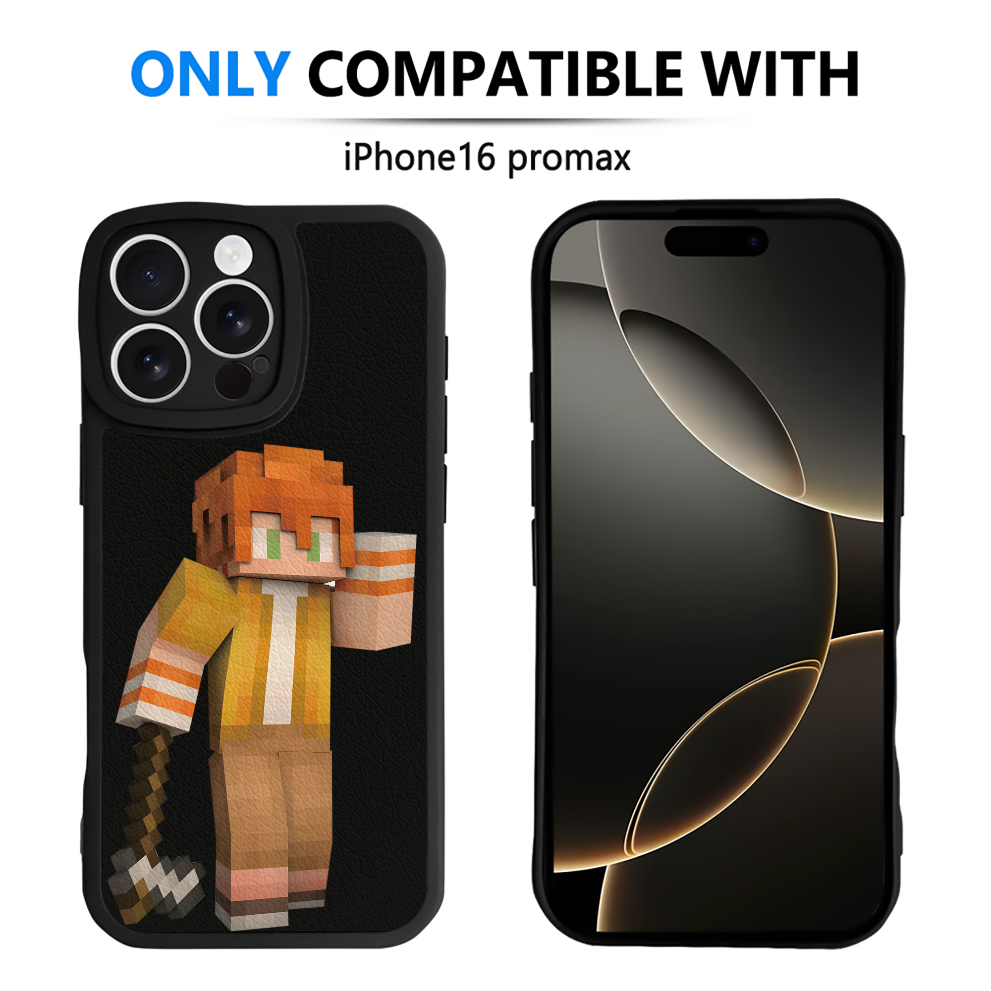 （画像用） マインクラフト ブロックの世界 Minecraft MC Block world 【iPhone 16シリーズ対応】シリコンスマホケース（レザー調） 材質：シリコン